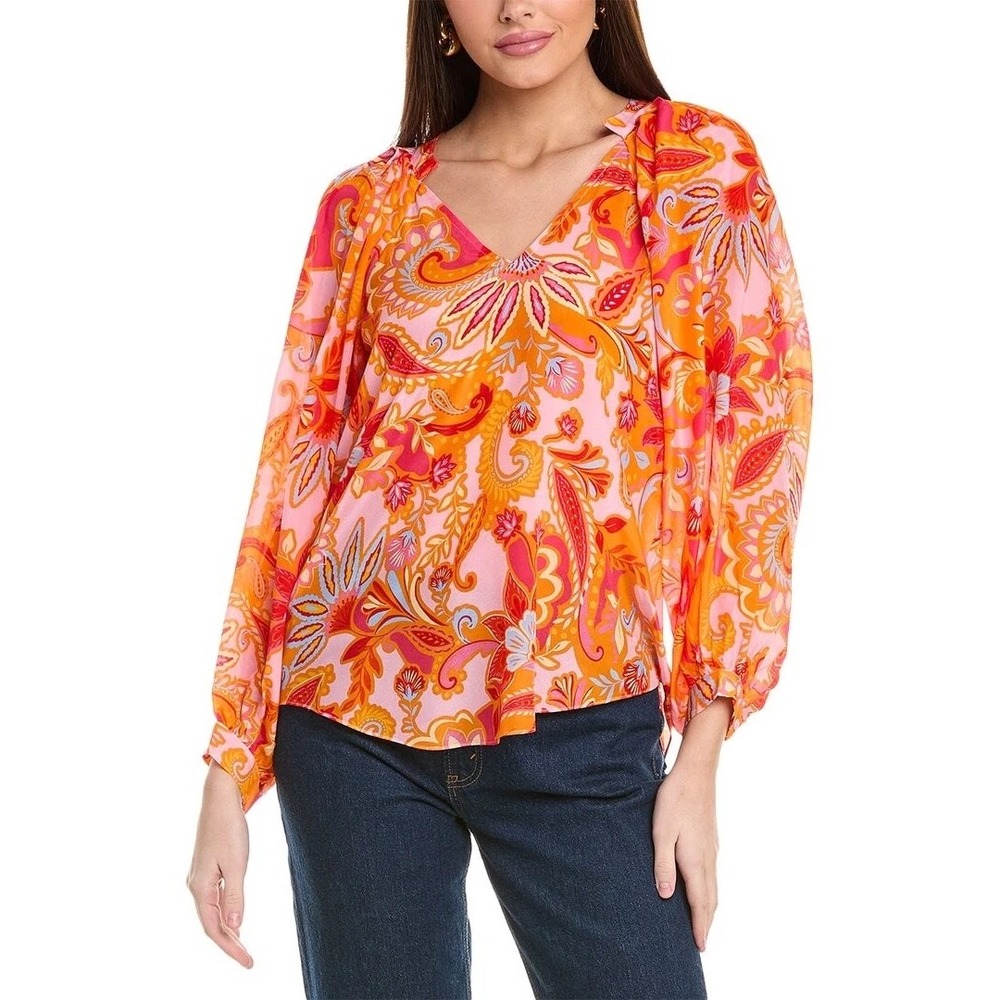 Hale Bob Josie Silk Top Women's Small Blouse